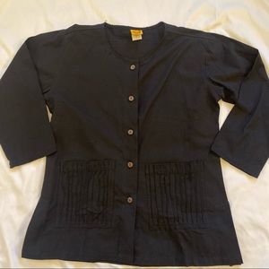 Karma Circle USA Med Black  100% Cotton Boho Hippy 3/4 Sleeve button down Shirt